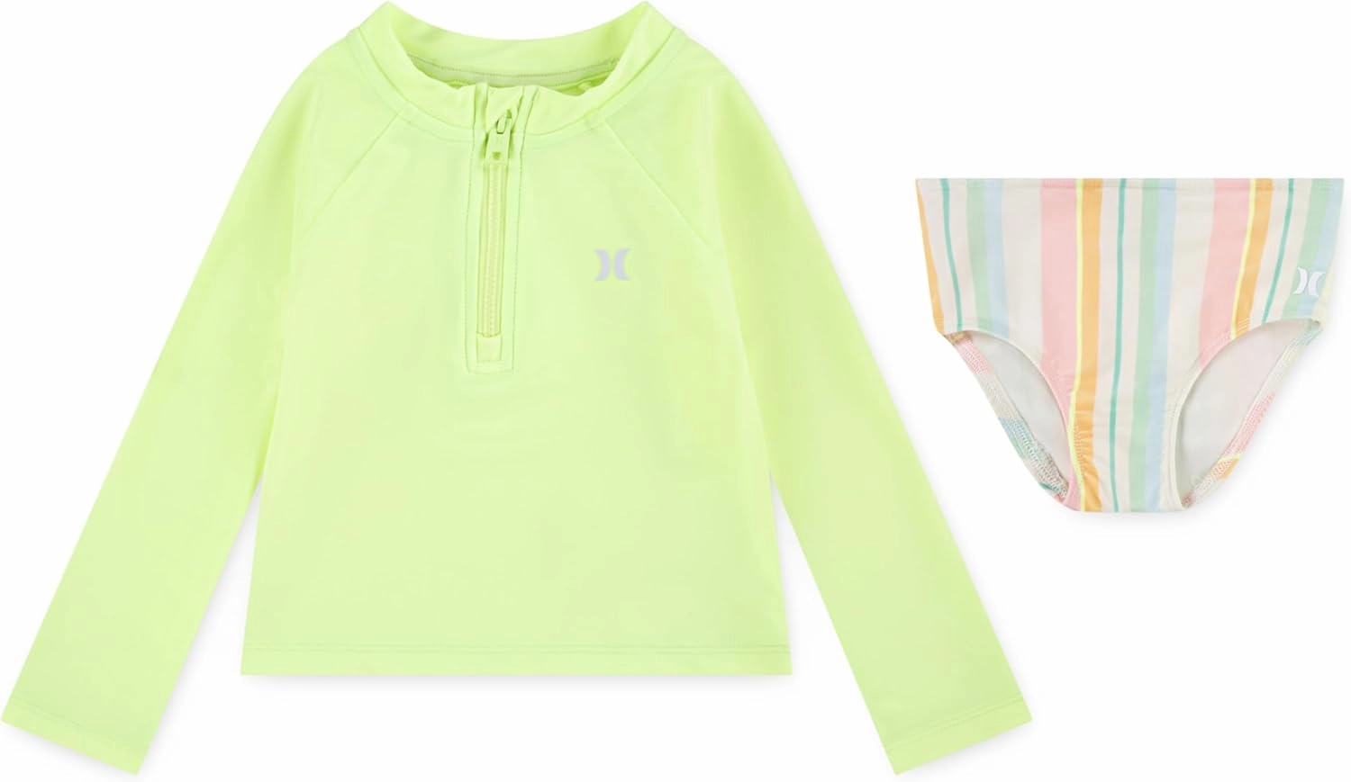 Hurley Boys' Long Sleeve Rash Guard Swim Suit 2-Piece Outfit Set