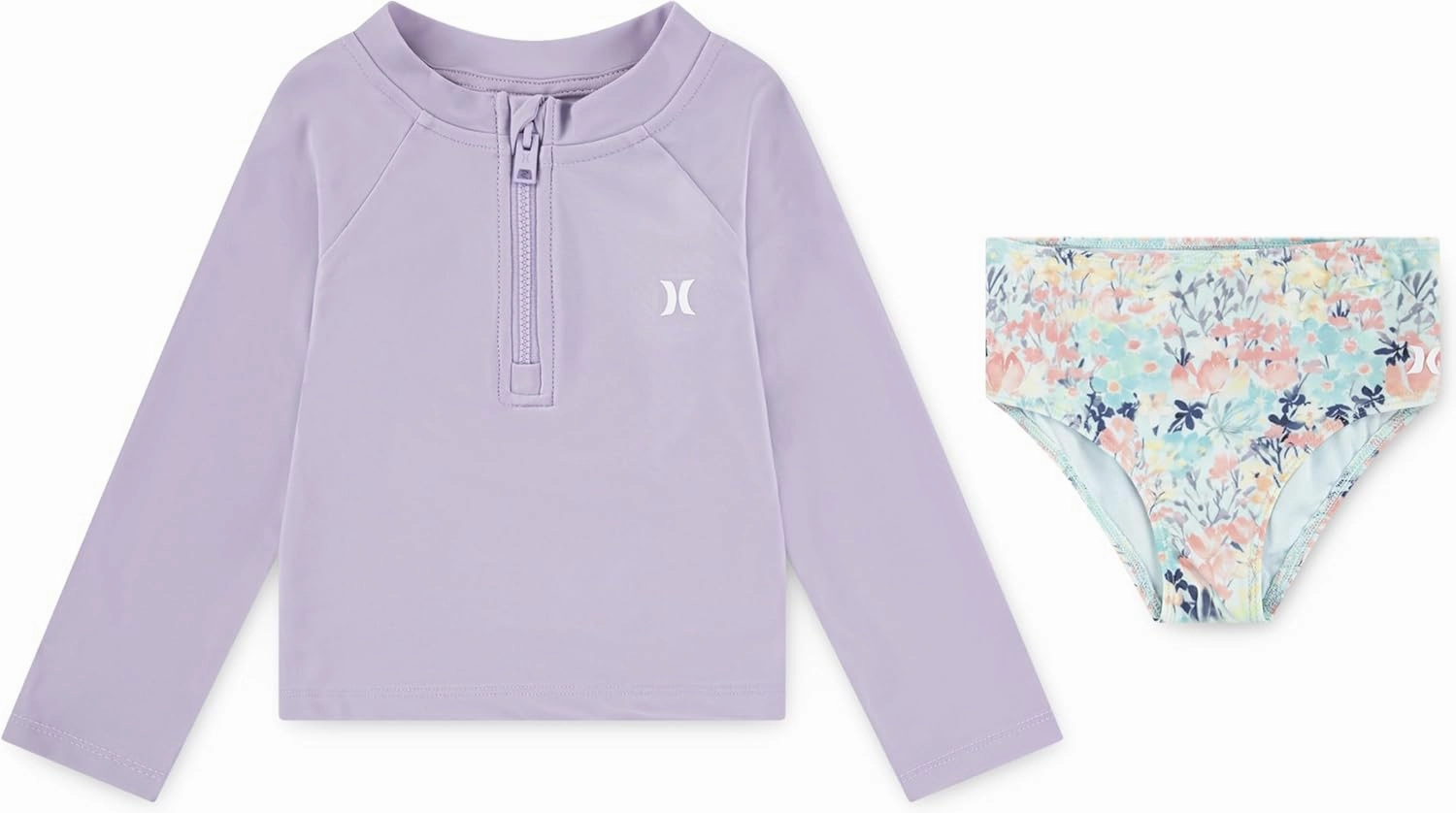 Hurley Boys' Long Sleeve Rash Guard Swim Suit 2-Piece Outfit Set