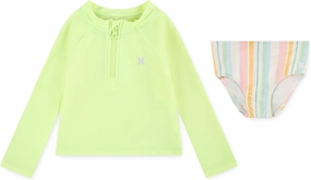 Hurley Boys' Long Sleeve Rash Guard Swim Suit 2-Piece Outfit Set