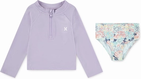 Hurley Boys' Long Sleeve Rash Guard Swim Suit 2-Piece Outfit Set