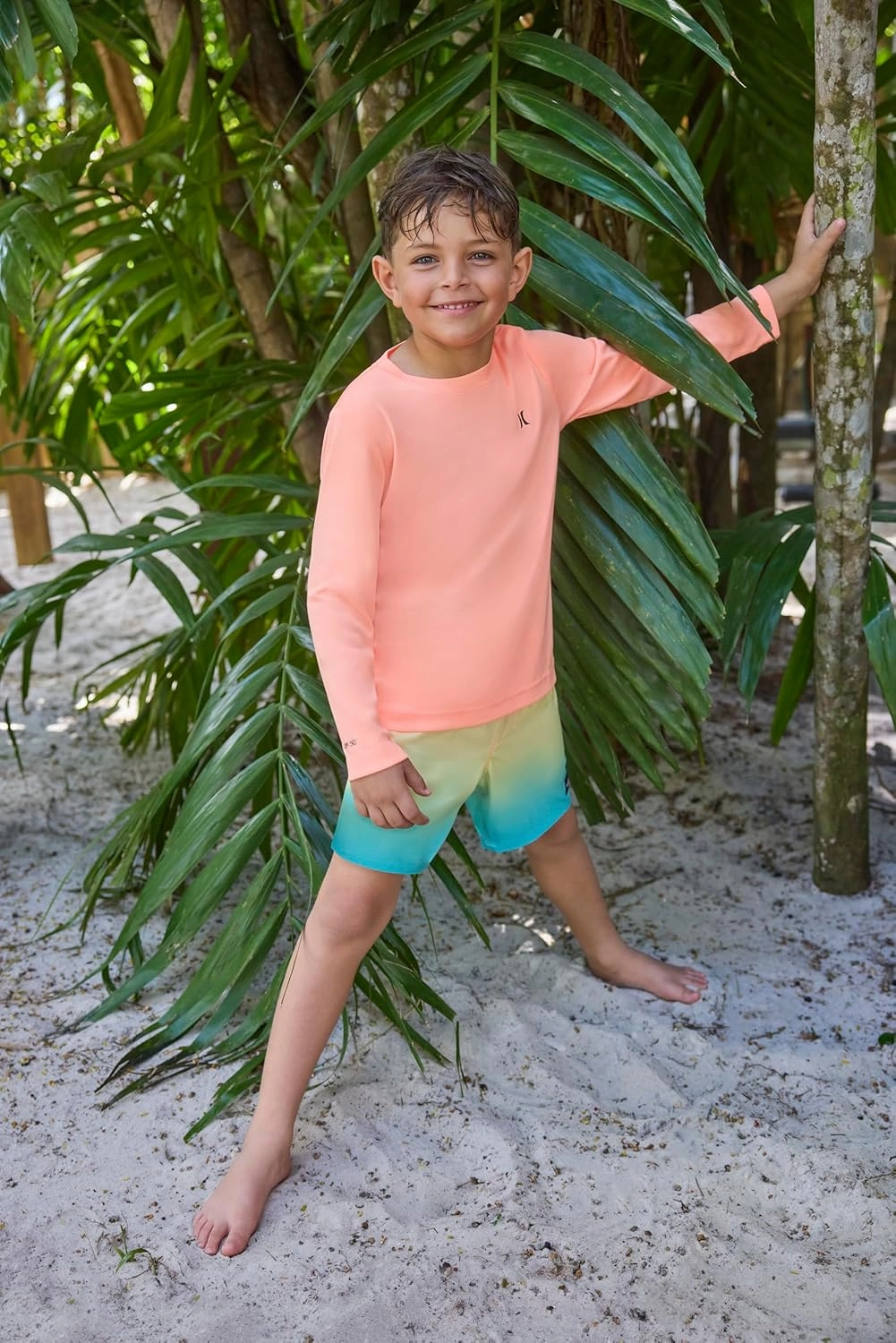 Hurley Boys' Long Sleeve UPF 50  Rash Guard Swim Shirt