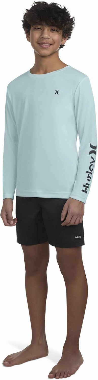 Hurley Boys' Long Sleeve UPF 50  Rash Guard Swim Shirt