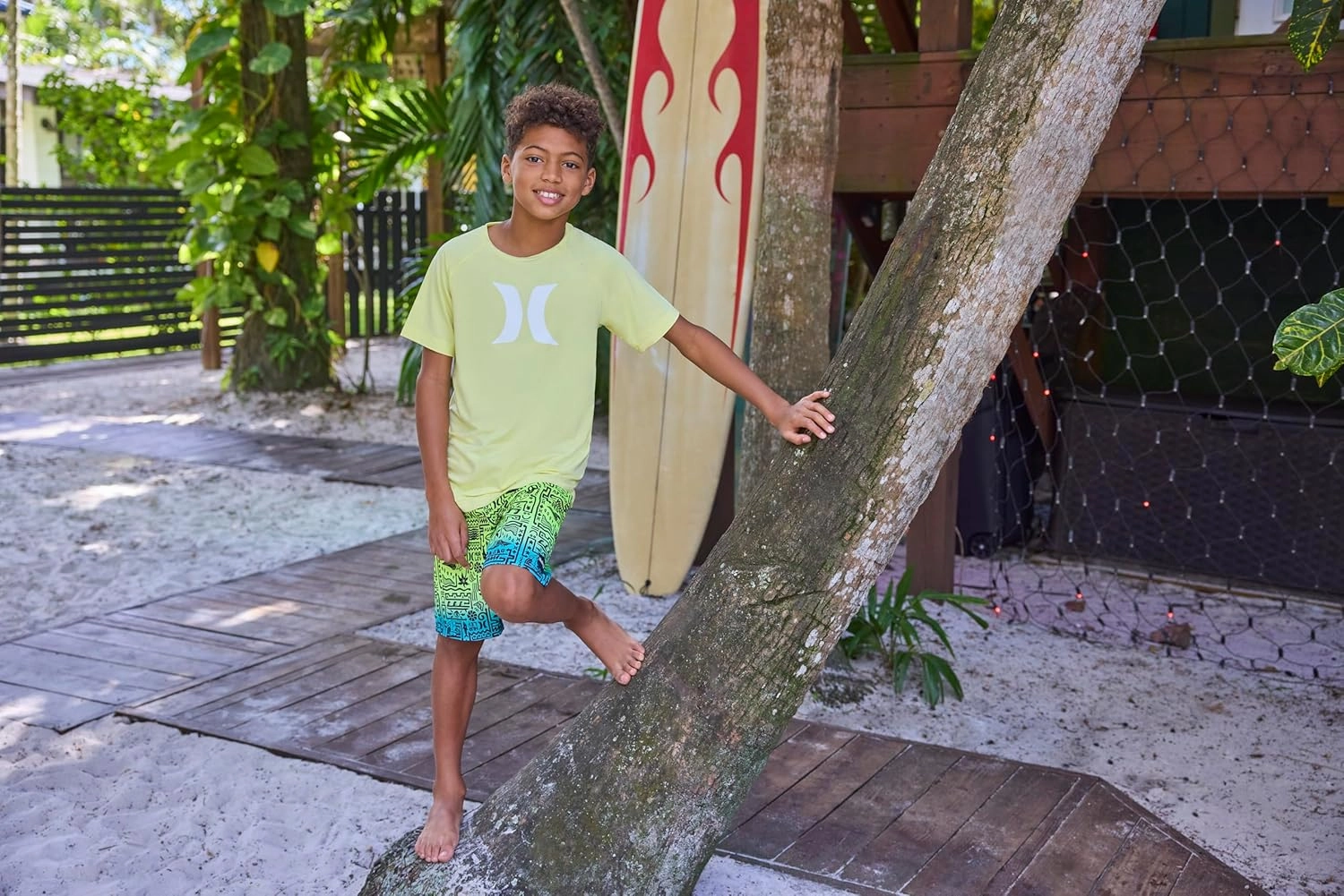 Hurley Boys' UPF 50  Rash Guard Swim Shirt