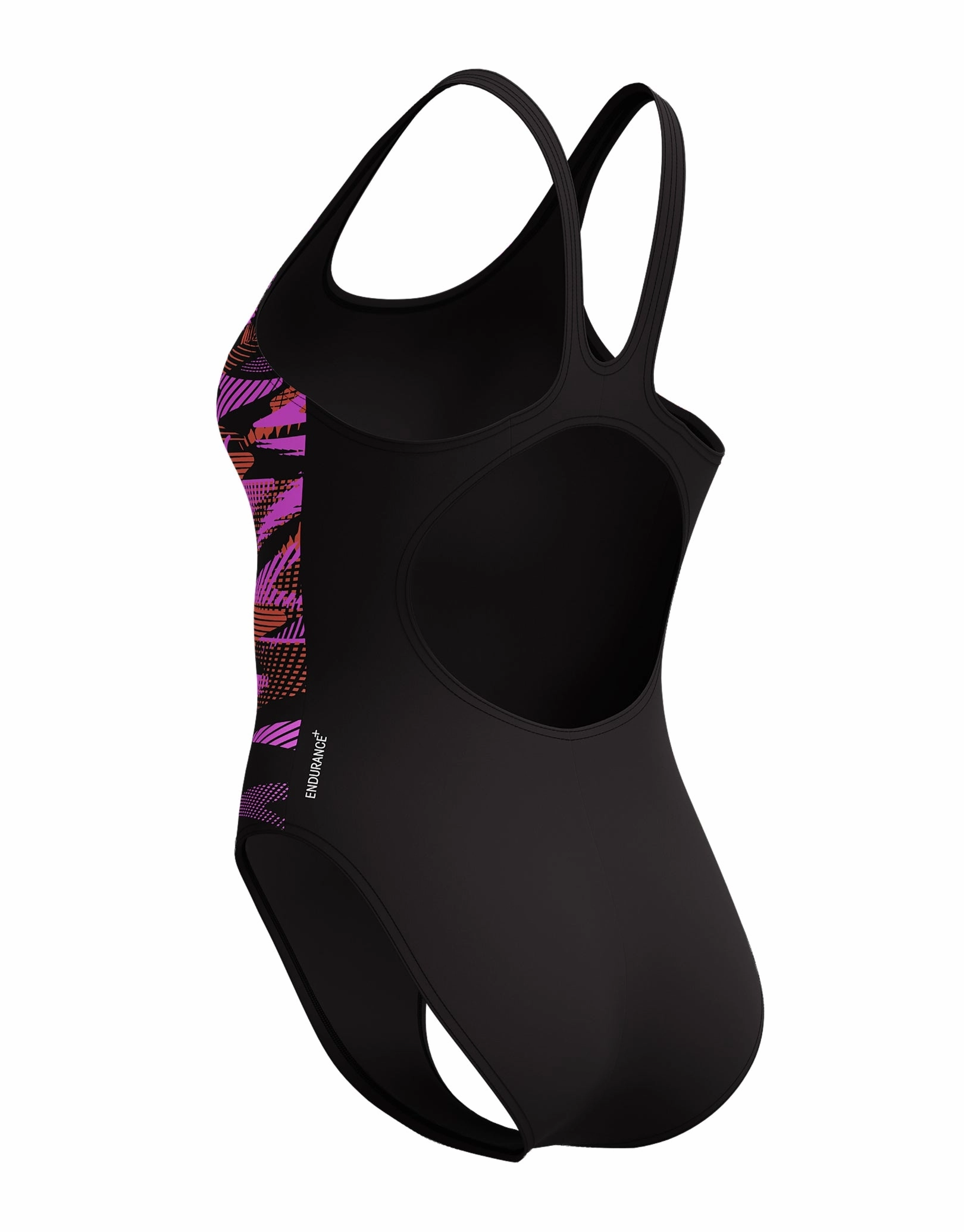 Hyperboom Placement Muscleback Swimsuit - Black/Coral Pink