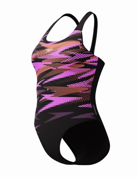 Hyperboom Placement Muscleback Swimsuit - Black/Coral Pink