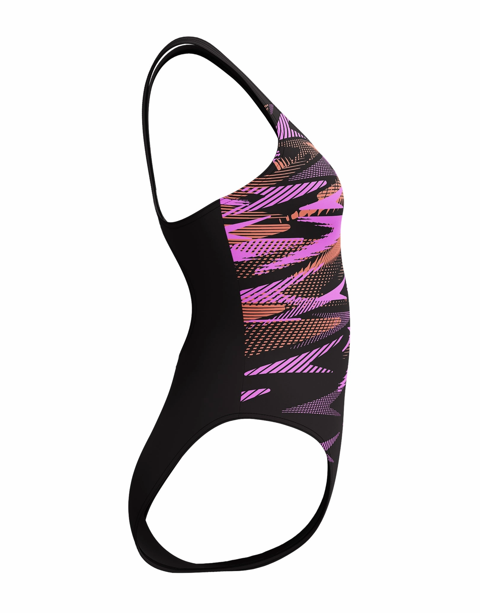 Hyperboom Placement Muscleback Swimsuit - Black/Coral Pink