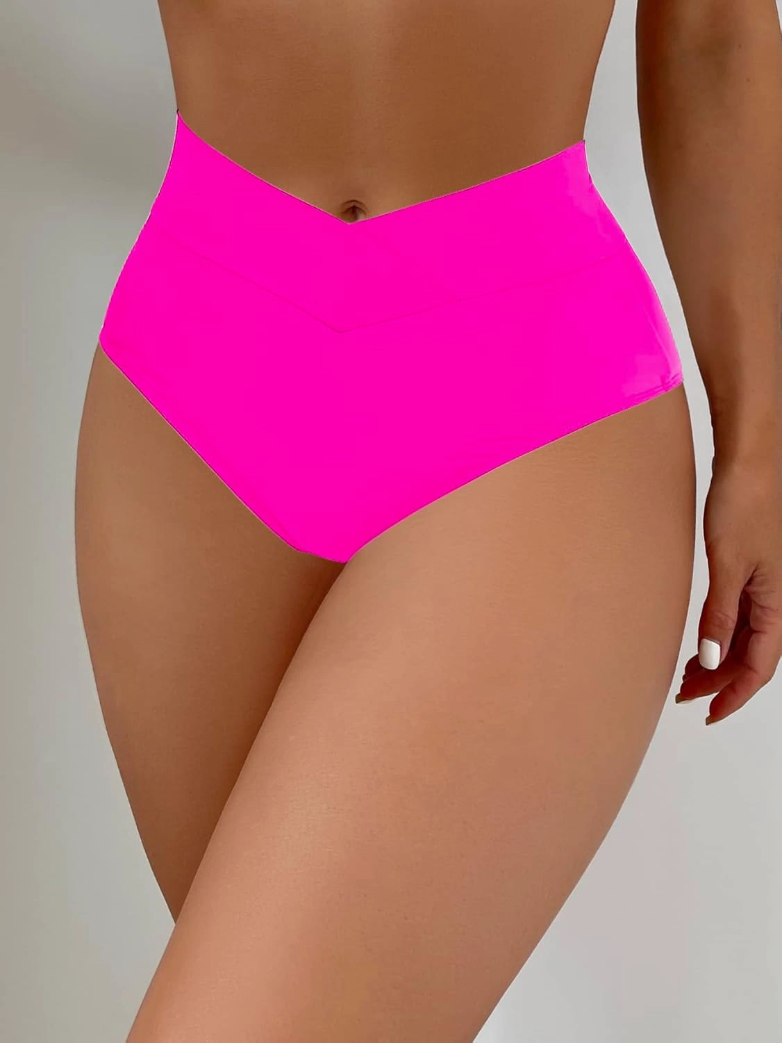 HYTENSUN Women's Bikini Bottom High Waisted V Cut Swimsuit Twist Front Cheeky Swim Bottoms