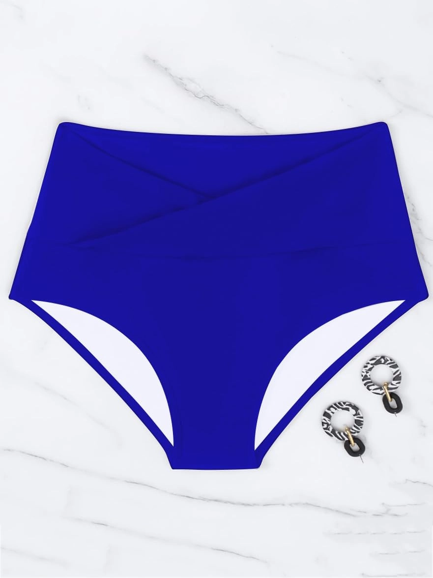HYTENSUN Women's Bikini Bottom High Waisted V Cut Swimsuit Twist Front Cheeky Swim Bottoms