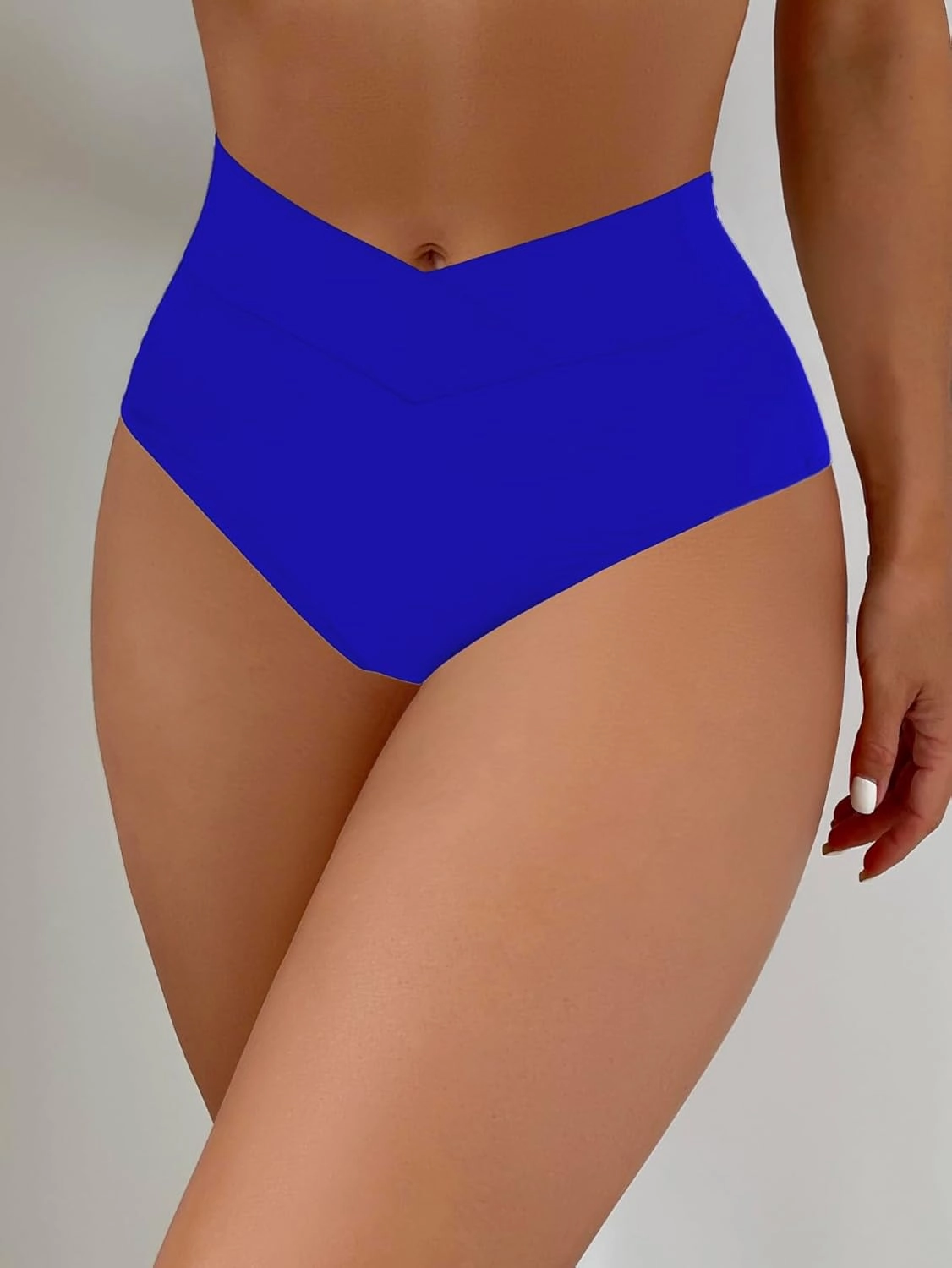 HYTENSUN Women's Bikini Bottom High Waisted V Cut Swimsuit Twist Front Cheeky Swim Bottoms