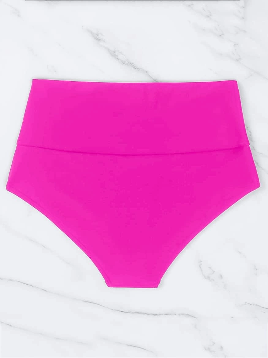 HYTENSUN Women's Bikini Bottom High Waisted V Cut Swimsuit Twist Front Cheeky Swim Bottoms