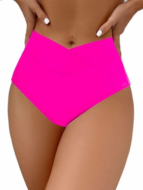 HYTENSUN Women's Bikini Bottom High Waisted V Cut Swimsuit Twist Front Cheeky Swim Bottoms