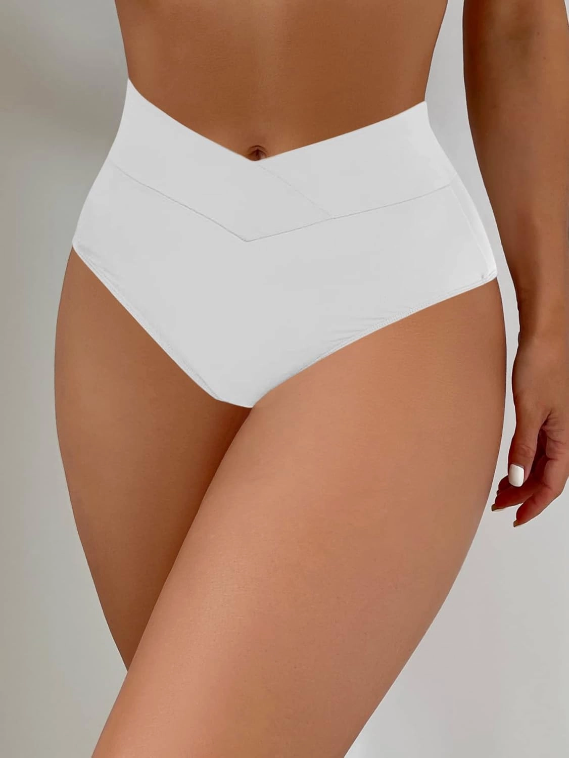 HYTENSUN Women's Bikini Bottom High Waisted V Cut Swimsuit Twist Front Cheeky Swim Bottoms