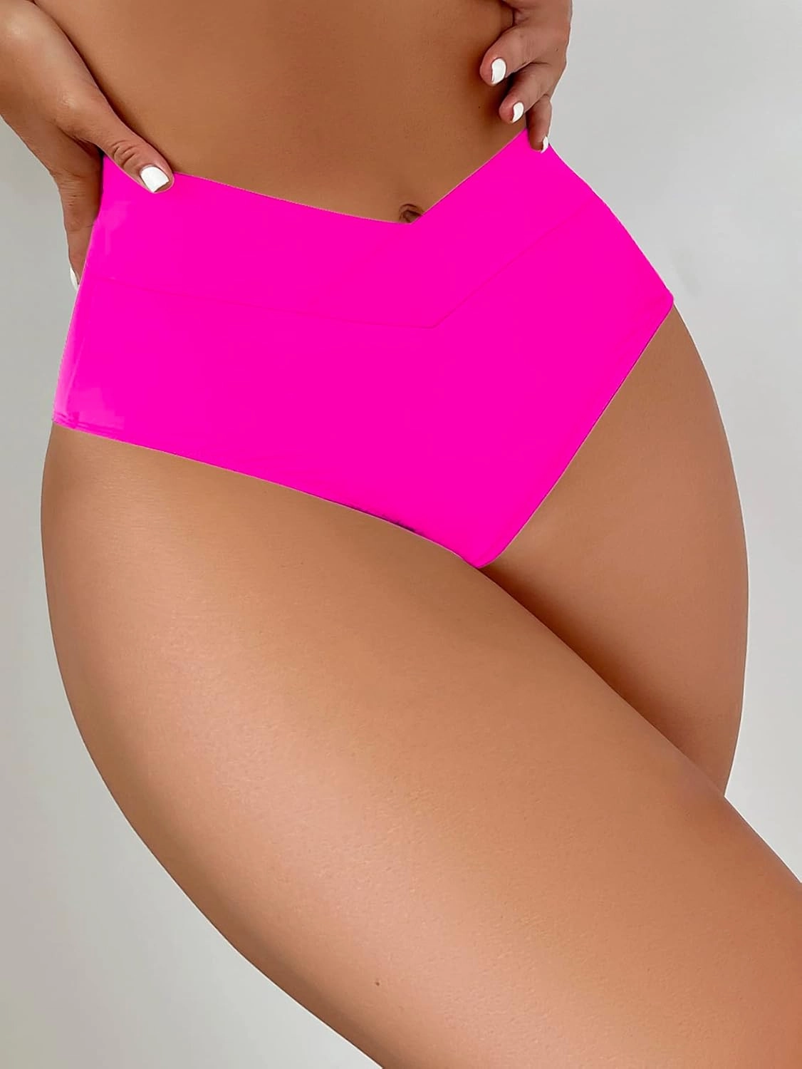 HYTENSUN Women's Bikini Bottom High Waisted V Cut Swimsuit Twist Front Cheeky Swim Bottoms