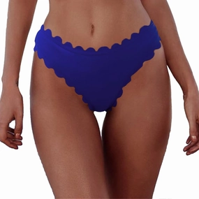 HYTENSUN Women's Bikini Bottoms Sexy Scallop Cheeky Solid Swimsuit Bottom