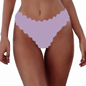 HYTENSUN Women's Bikini Bottoms Sexy Scallop Cheeky Solid Swimsuit Bottom
