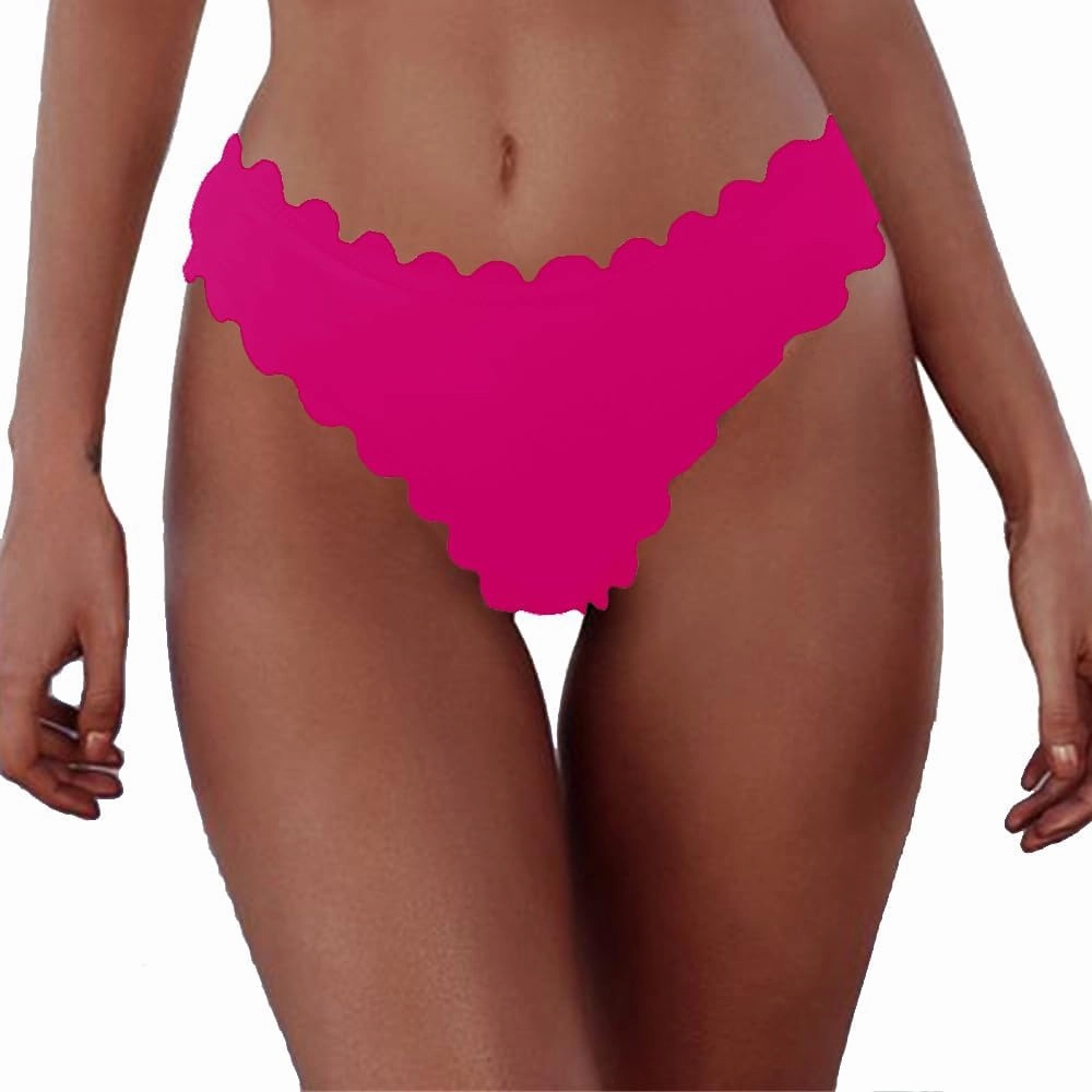 HYTENSUN Women's Bikini Bottoms Sexy Scallop Cheeky Solid Swimsuit Bottom