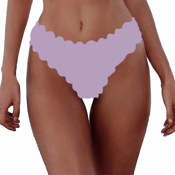 HYTENSUN Women's Bikini Bottoms Sexy Scallop Cheeky Solid Swimsuit Bottom