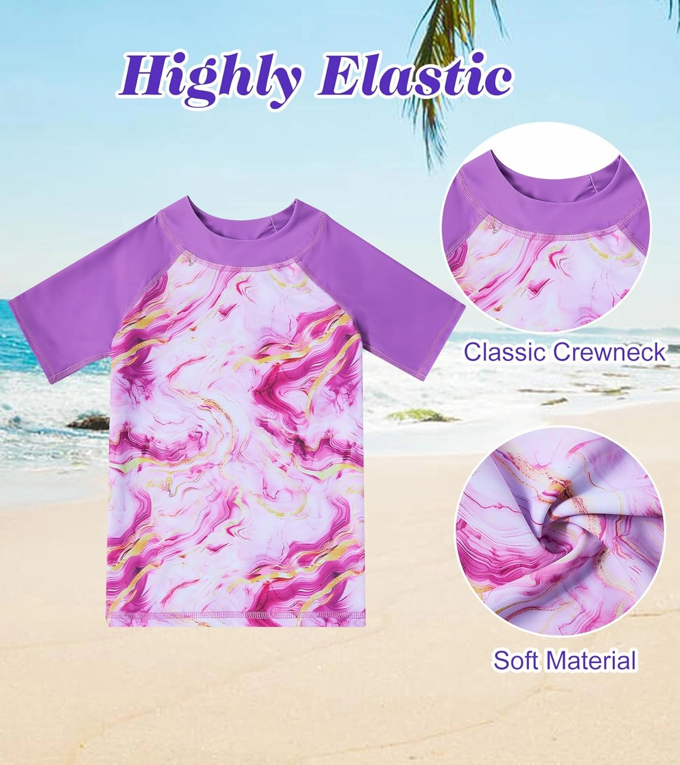 Idgreatim 3-8 Years Girls Swimsuit Rash Guard Set Short Sleeve Two Piece Bathing Suit Summer Beach UPF 50  Swimwear