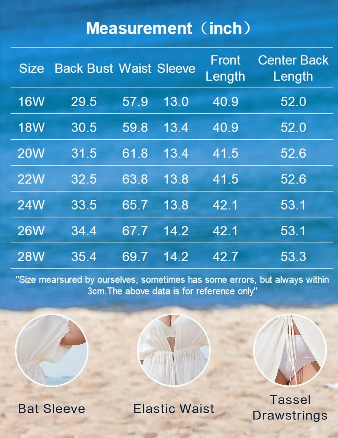 IN'VOLAND Women Plus Size Long Cover up Stripe Bikini Coverups Kimono Tie Front Bathing Suit Swimsuit Beachwear