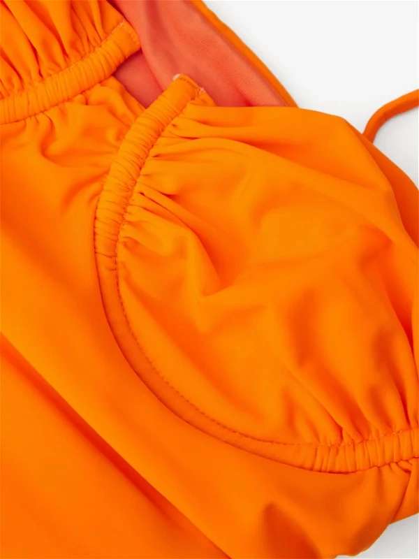 ISA BOULDER Orange Nina Ruched Tie-Up Sides Swimsuit