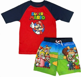 Isaac Morris Limited Super Mario Boys Swim Trunks & Rashguard Set