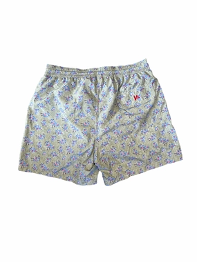 Isaia Mens Sage Green Blue Mini Floral Swim Trunk