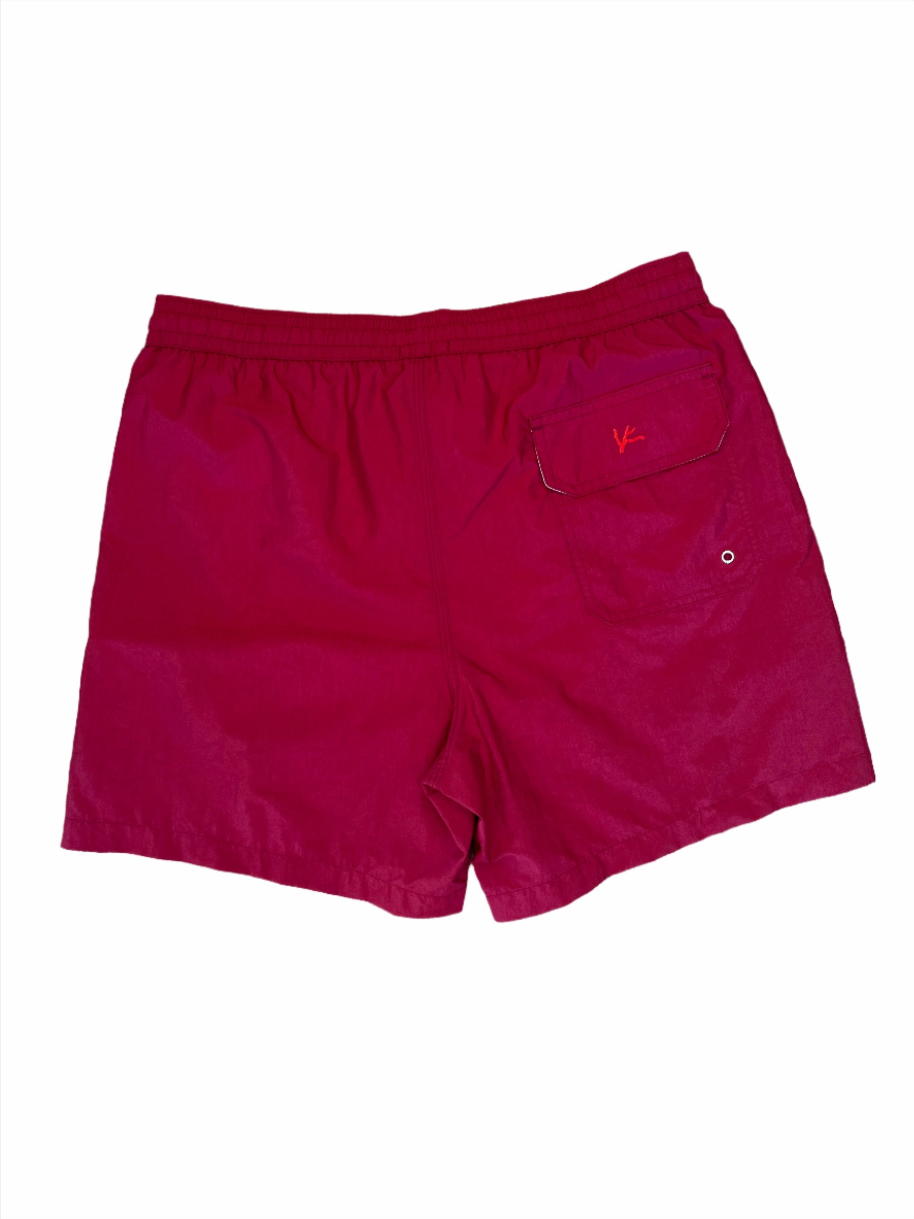 Isaia New Mens Solid Red Swim Trunk
