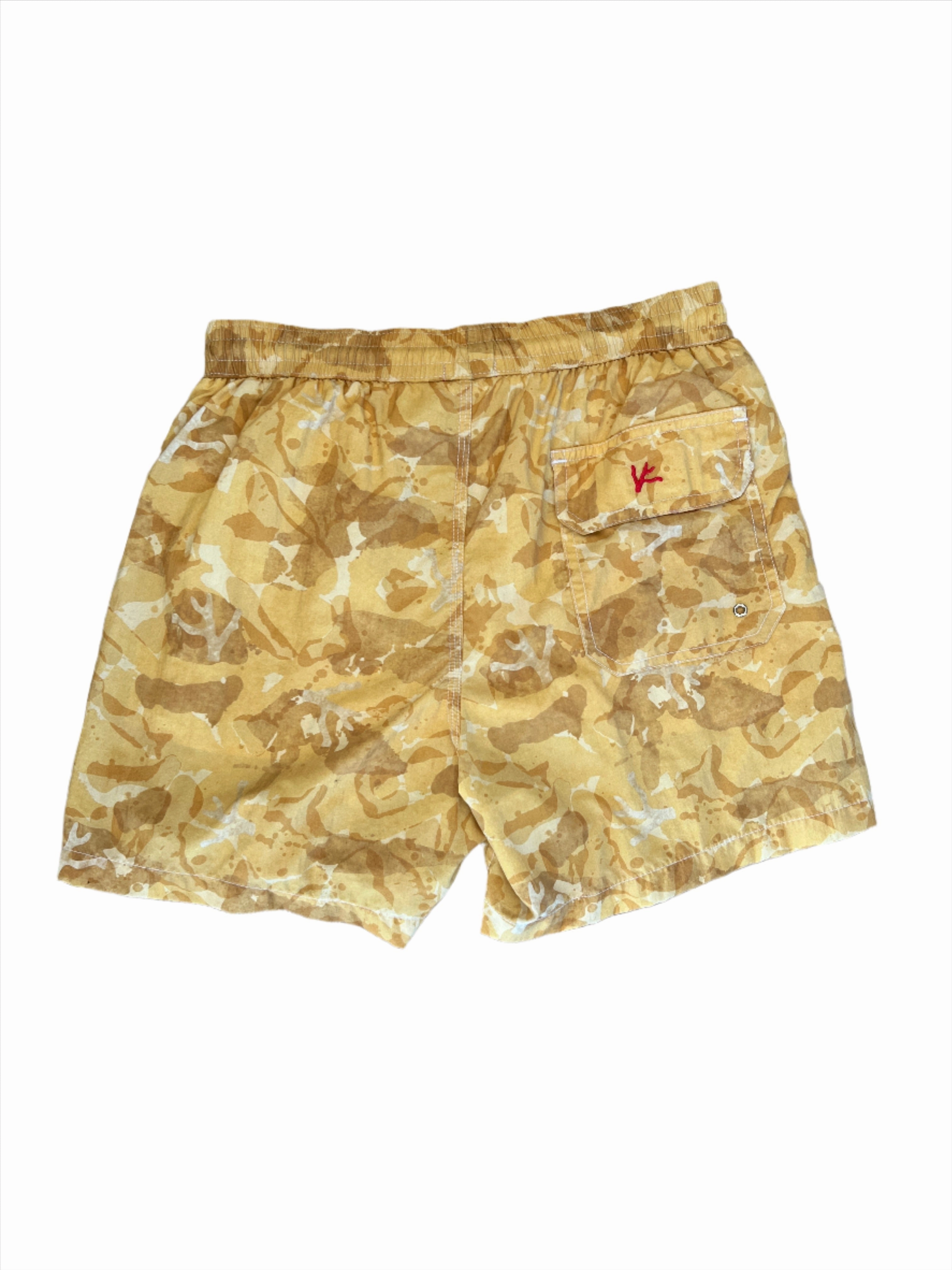 Isaia New Mens Yellow Camouflage Swim Trunks