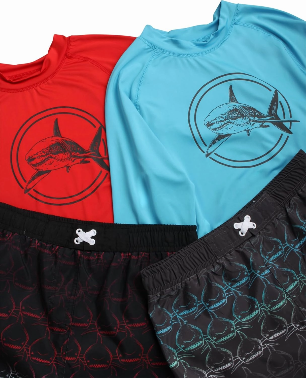 iXtreme Boys Rash Guard Set - 4 Piece UPF 50  Quick Dry Long Sleeve Swim Shirt and Swim Trunks for Boys (Sizes: 5-14)