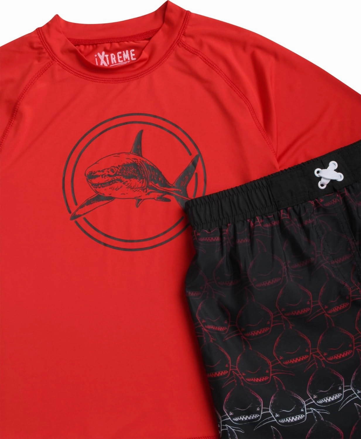 iXtreme Boys Rash Guard Set - 4 Piece UPF 50  Quick Dry Long Sleeve Swim Shirt and Swim Trunks for Boys (Sizes: 5-14)