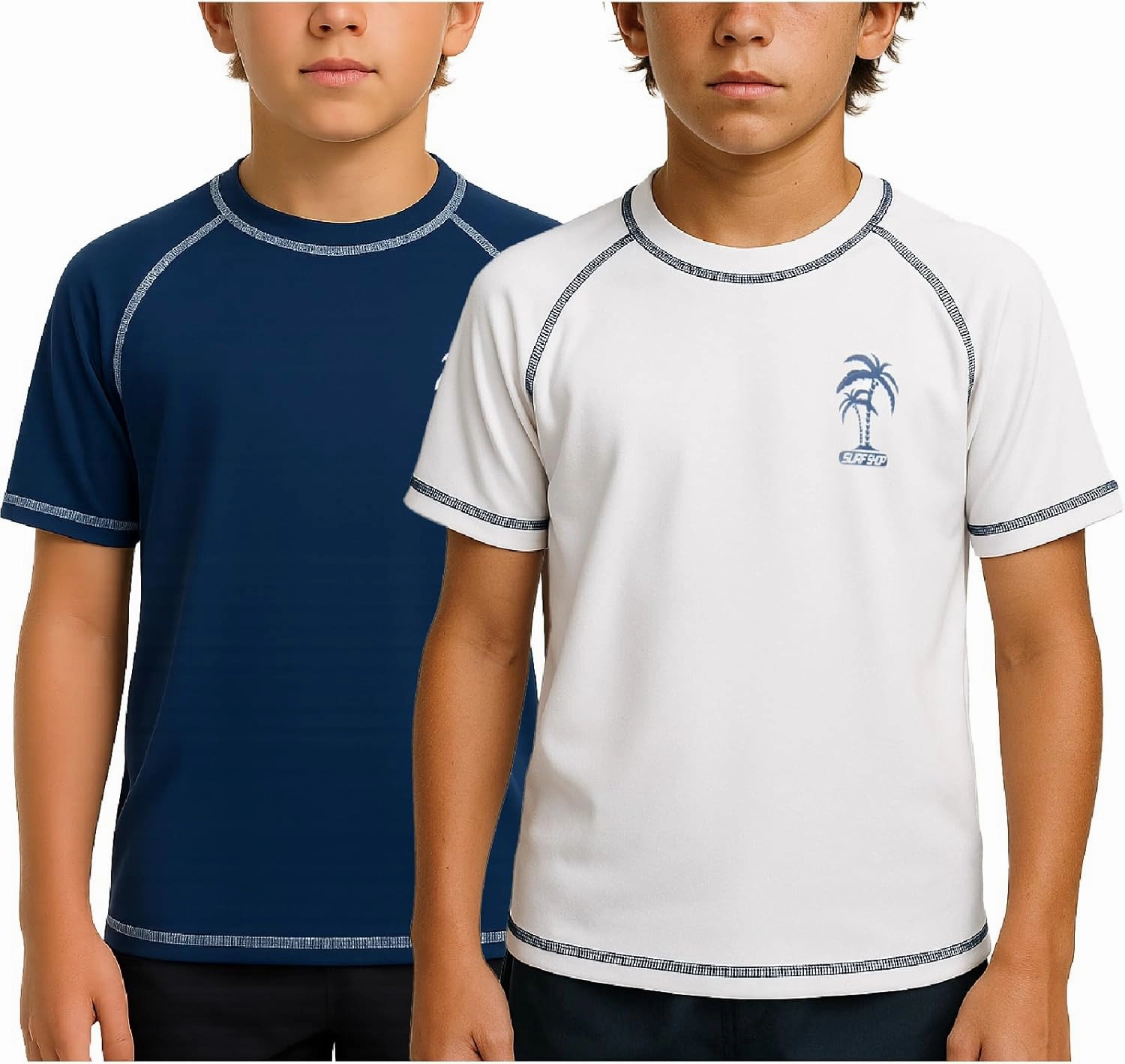 iXtreme Boys Swim Shirt - 2 Pack Rashguard UPF 50  Quick Dry Rash Guard Short Sleeve for Infant Toddler & Big Boys (12M-18)
