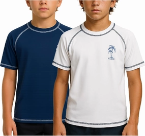iXtreme Boys Swim Shirt - 2 Pack Rashguard UPF 50  Quick Dry Rash Guard Short Sleeve for Infant Toddler & Big Boys (12M-18)