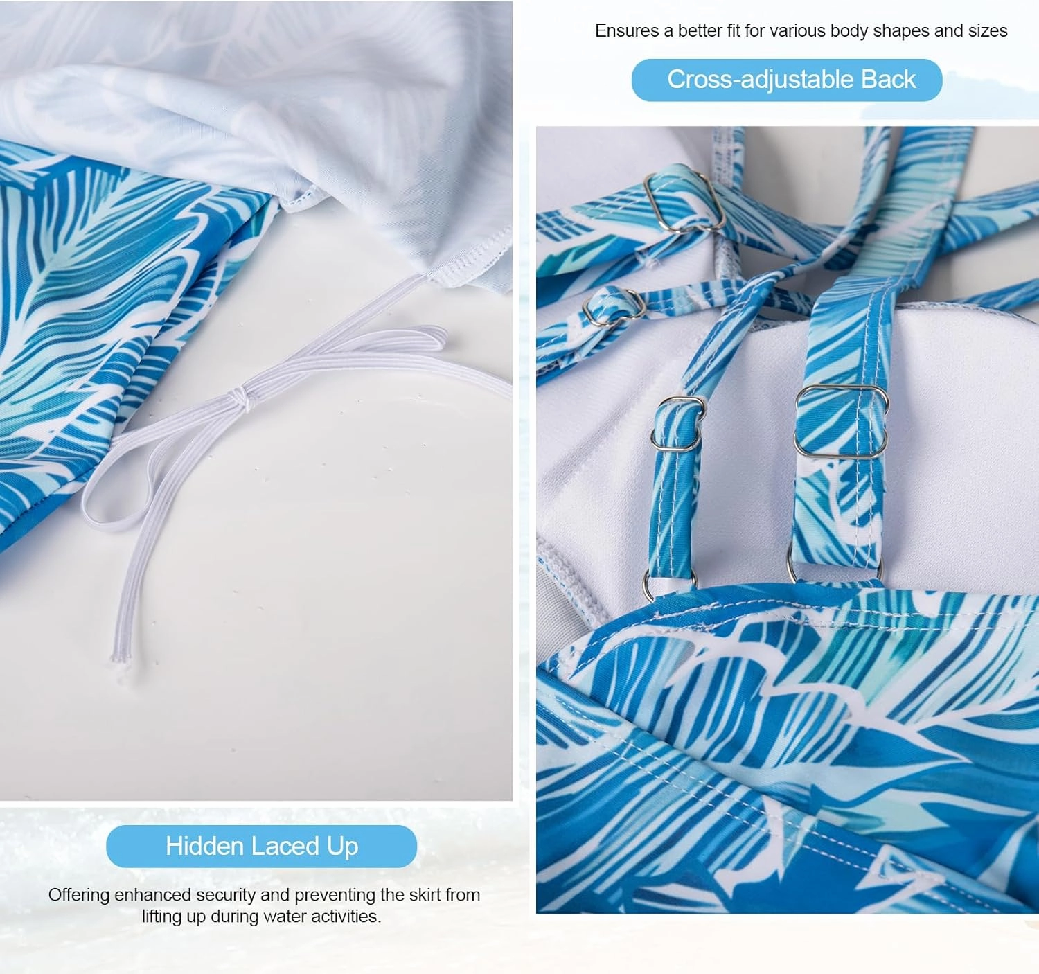 JASAMBAC One Piece Swimdress Swimsuits for Women Tummy Control V Neck Skirt Swimwear A Line Print Bathing Suits