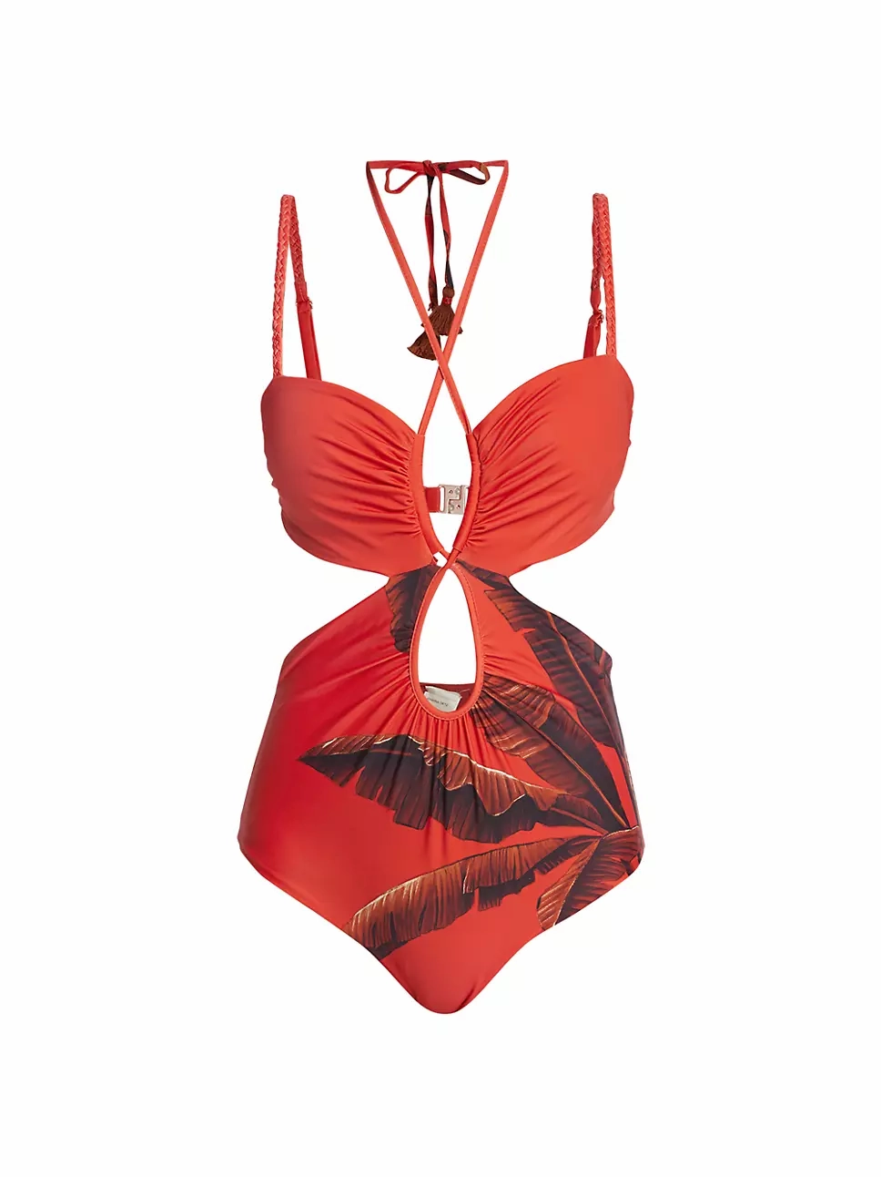JOHANNA ORTIZ Banana Red Cocoa Print Cut-Out Strappy Swimsuit
