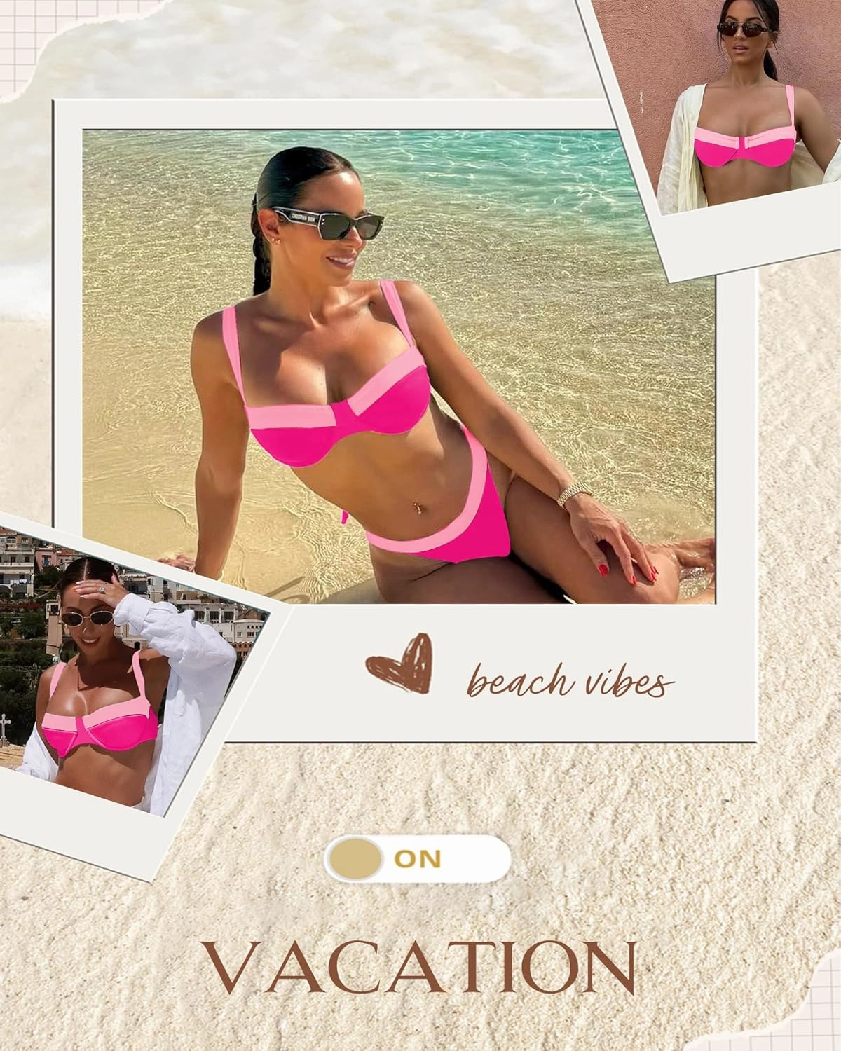 Jolefile Women Underwire Bikini Tops Color Block Swimsuit Tops Molded Cups Push Up Bathing Suit Adjustable Tie Back Swim Top