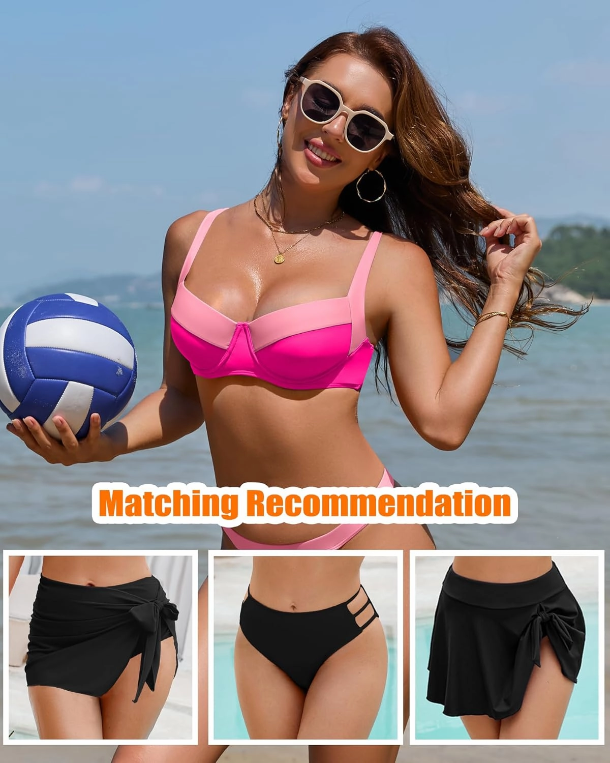 Jolefile Women Underwire Bikini Tops Color Block Swimsuit Tops Molded Cups Push Up Bathing Suit Adjustable Tie Back Swim Top