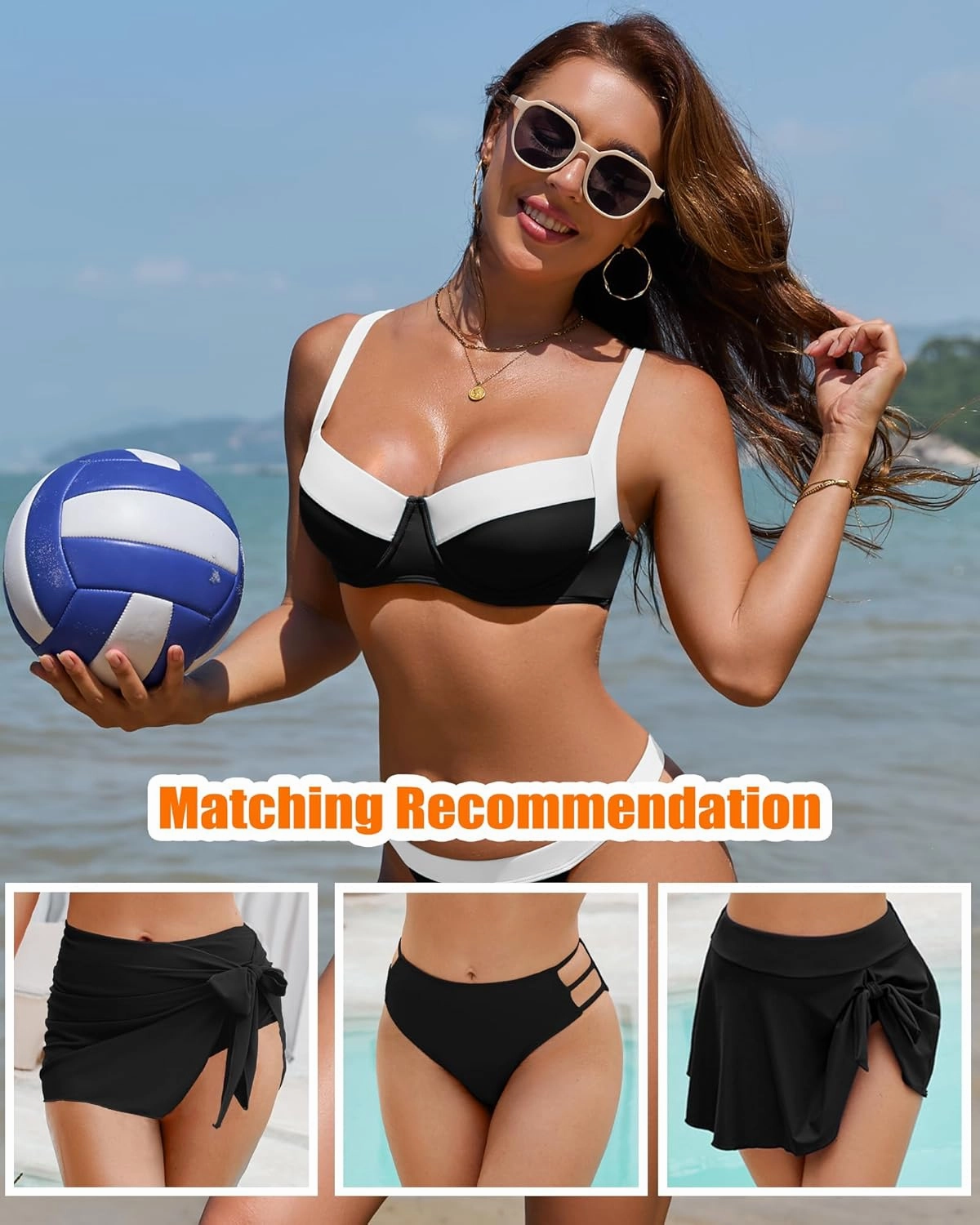 Jolefile Women Underwire Bikini Tops Color Block Swimsuit Tops Molded Cups Push Up Bathing Suit Adjustable Tie Back Swim Top