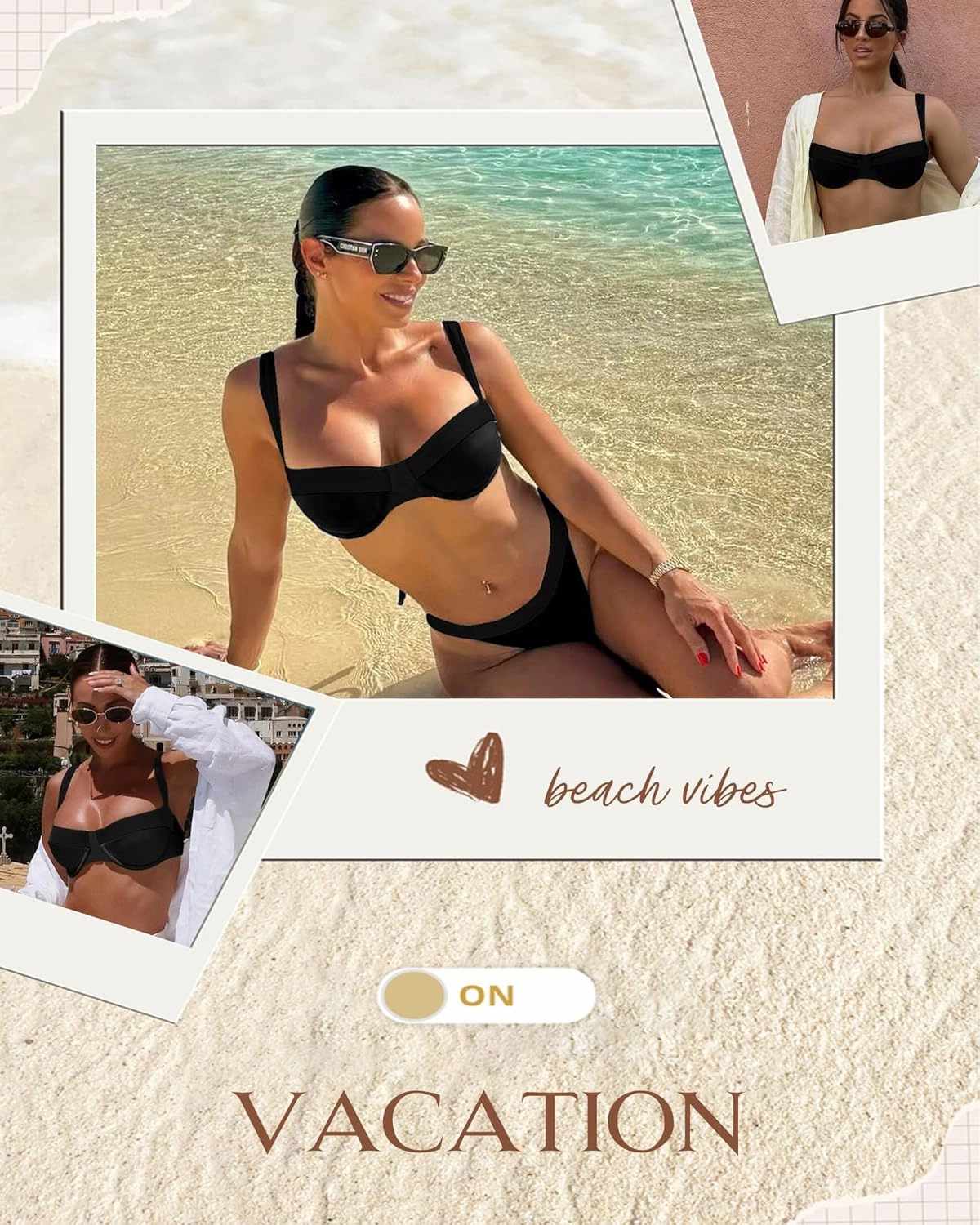 Jolefile Women Underwire Bikini Tops Color Block Swimsuit Tops Molded Cups Push Up Bathing Suit Adjustable Tie Back Swim Top