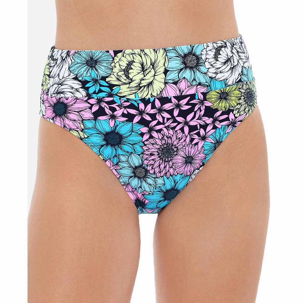 Juniors Womens High Waist Floral Print Swim Bottom Separates