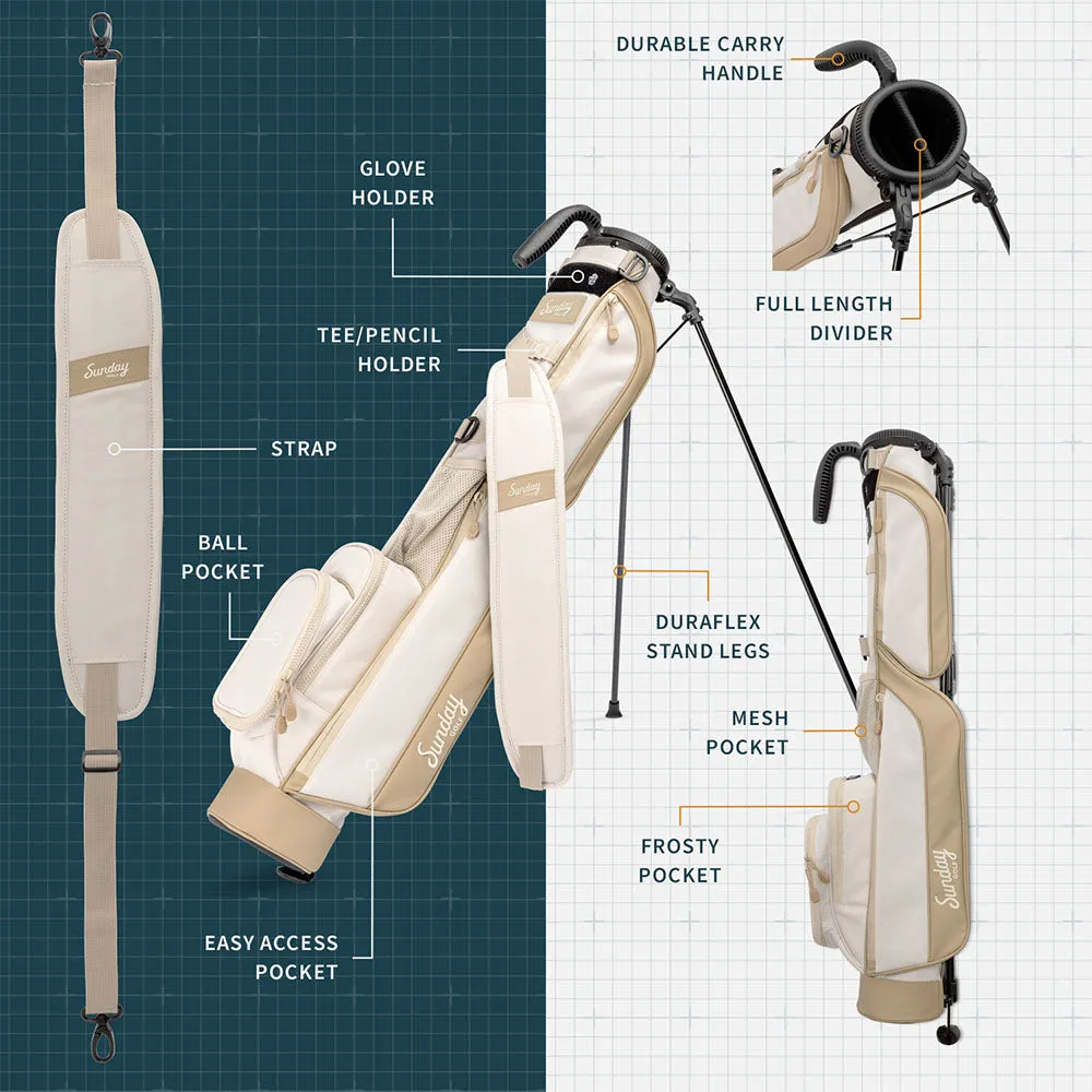 Sunday Golf Loma Pencil Stand Bag - Toasted Almond, Lightweight golf bag