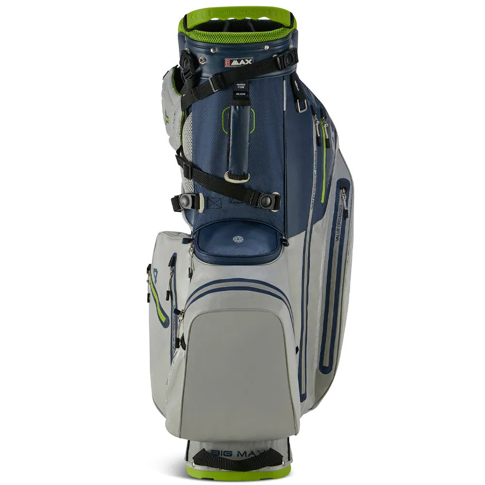Big Max Aqua Hybrid 4 Waterproof Stand Bag - Navy/Grey/Lime, Golf organizer for car, Golf wedges 52 degree