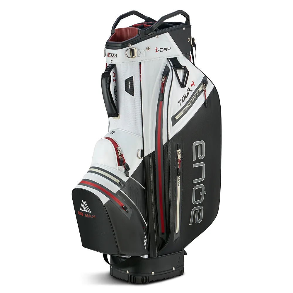 Just for You Big Max Aqua Tour 4 Waterproof Cart Bag - White/Black/Merlot Meet Your Match, UV protection golf hat, Golf bag cooler pocket