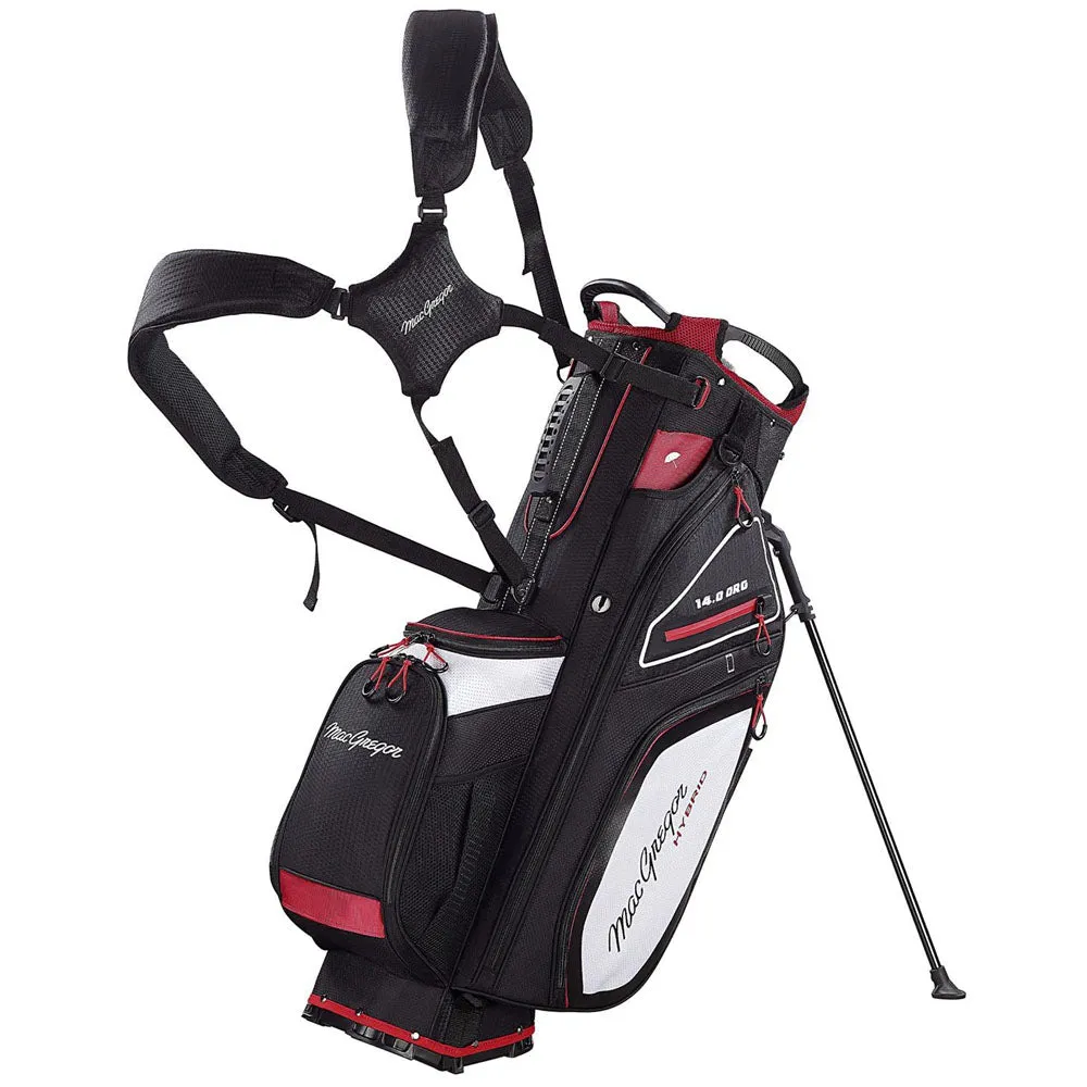 MacGregor Paramount Hybrid 14 Cart/Stand Bag - Black/Red, Golf ball markers, Yellow golf balls
