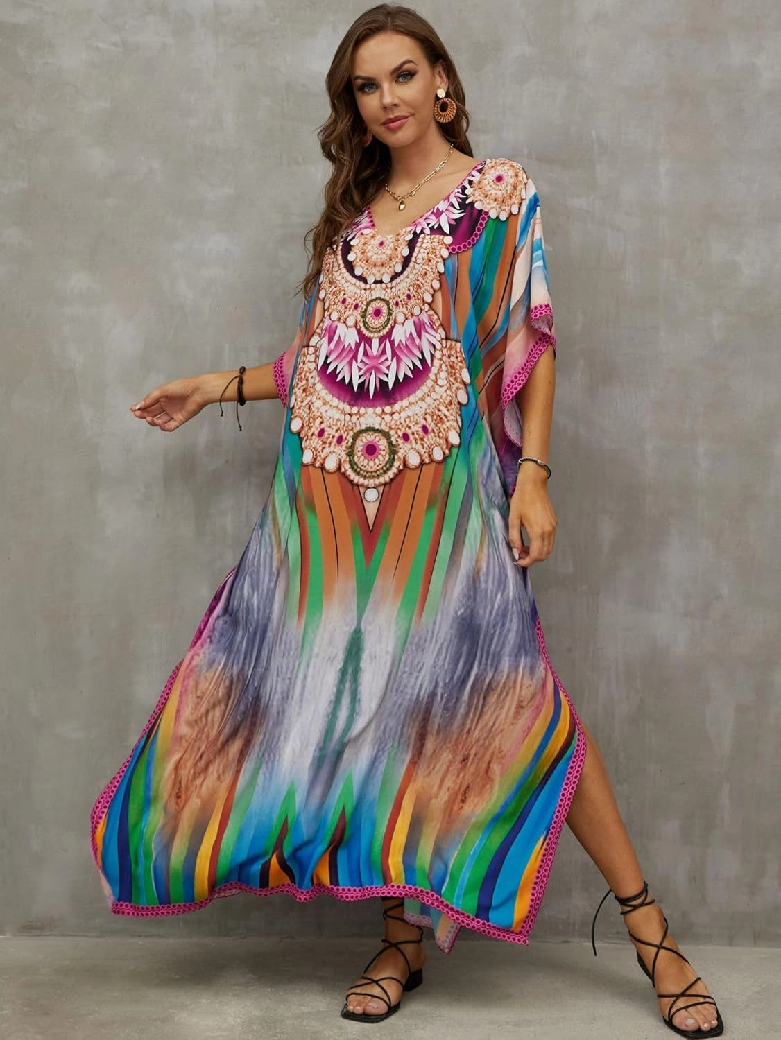 Kaftan Dresses for Women Plus Size Bathing Suit Cover up Caftan Maxi Beach Dresses