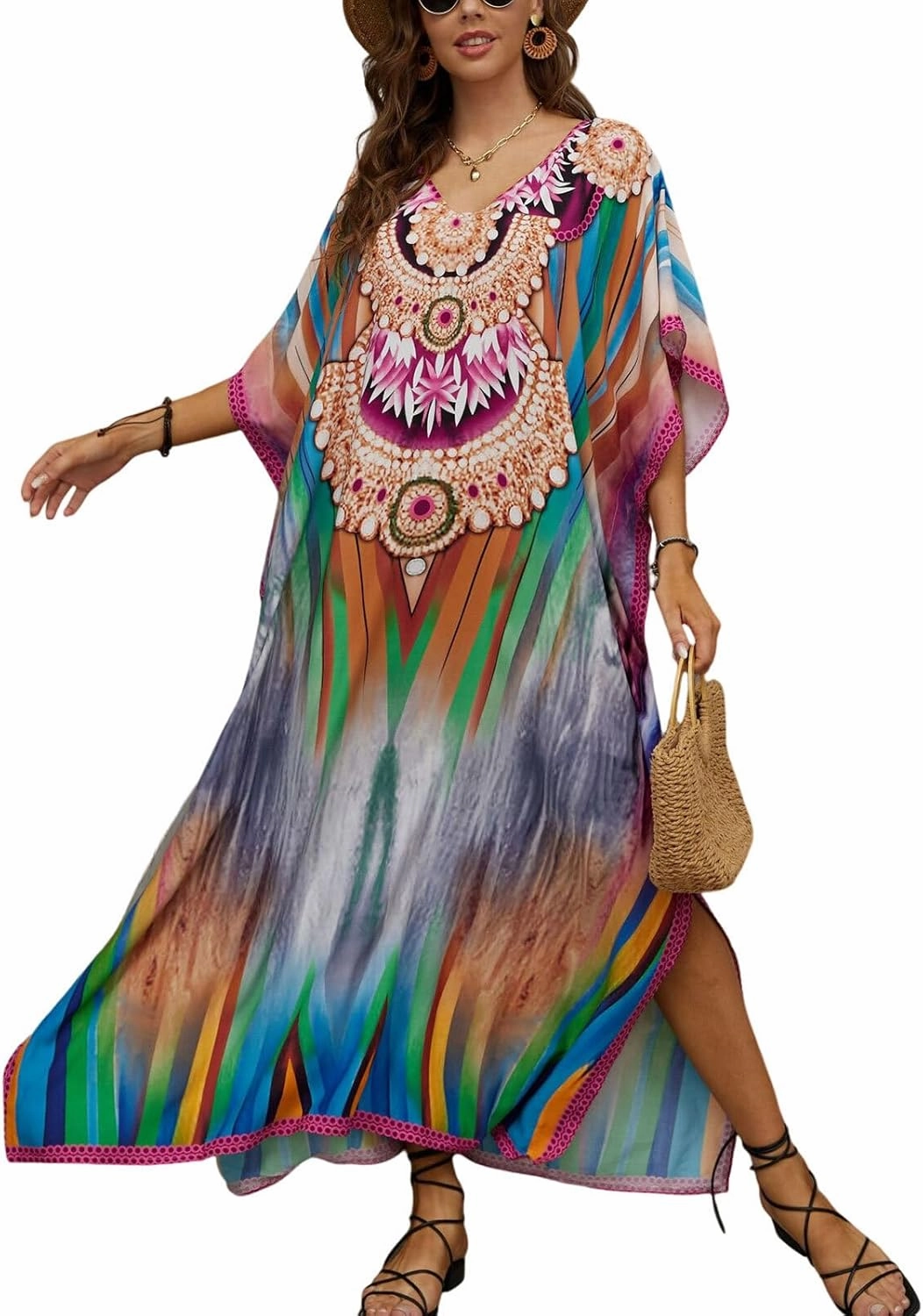 Kaftan Dresses for Women Plus Size Bathing Suit Cover up Caftan Maxi Beach Dresses