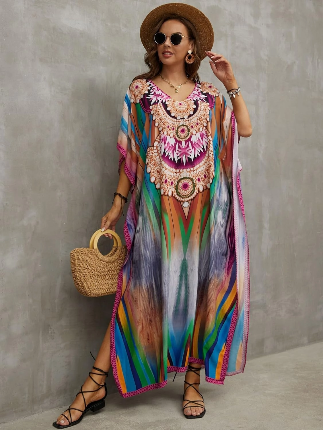 Kaftan Dresses for Women Plus Size Bathing Suit Cover up Caftan Maxi Beach Dresses