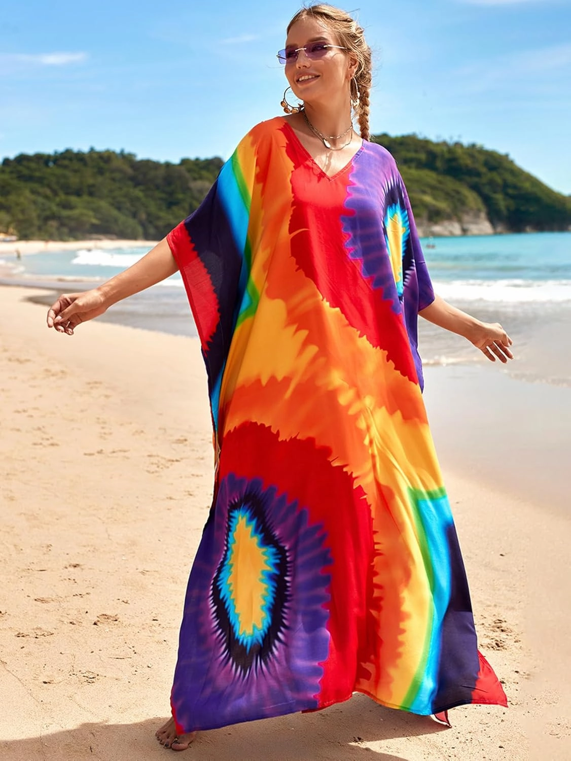 Kaftan Dresses for Women Plus Size Bathing Suit Cover up Caftan Maxi Beach Dresses