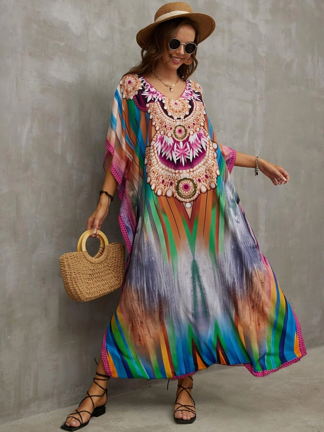 Kaftan Dresses for Women Plus Size Bathing Suit Cover up Caftan Maxi Beach Dresses