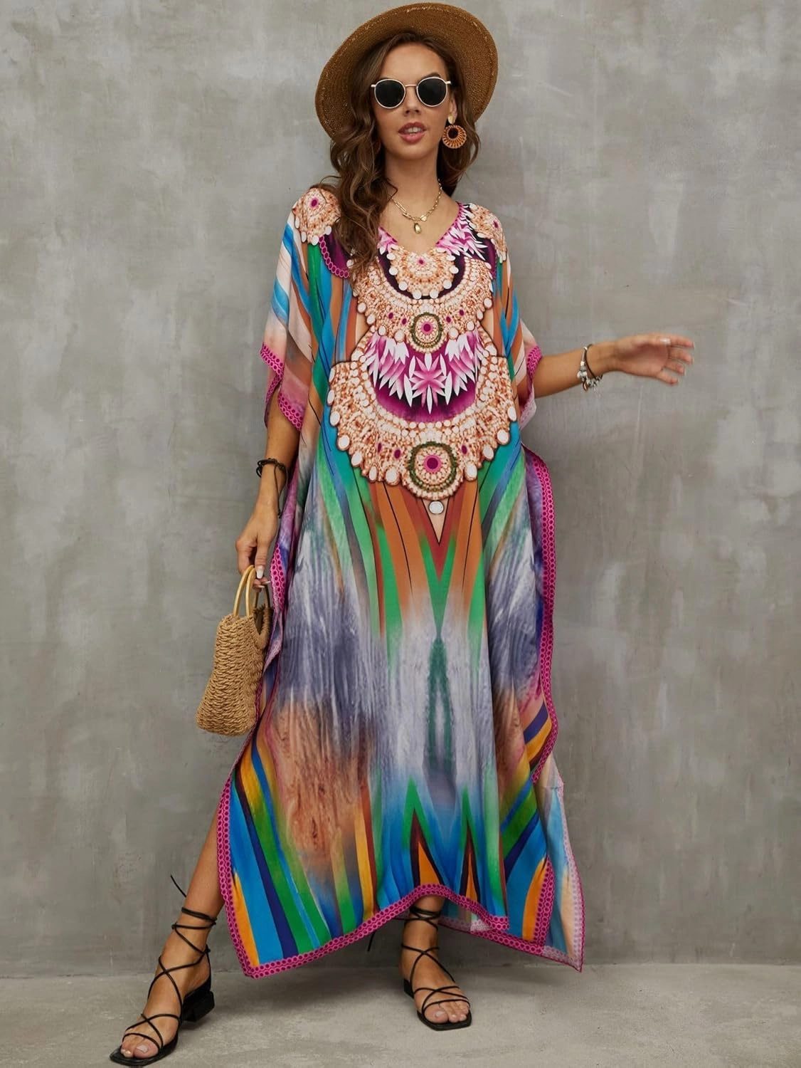 Kaftan Dresses for Women Plus Size Bathing Suit Cover up Caftan Maxi Beach Dresses
