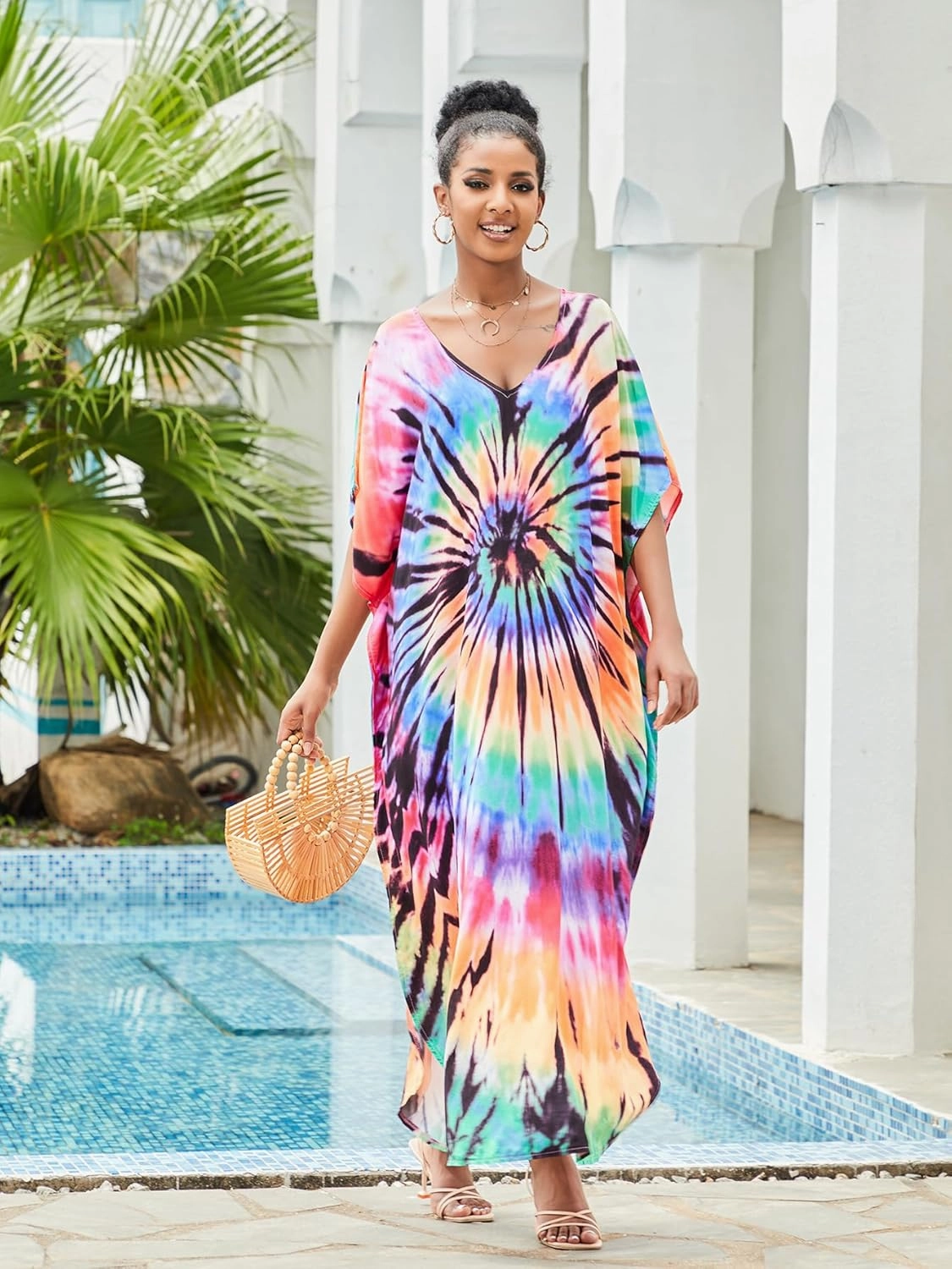 Kaftan for Women Plus Size Bathing Suit Cover up Batwing Dress Loose fit Moroccan Caftan mumu Dresses for Women